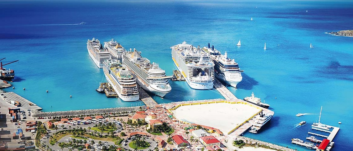 Maarten Saint Martin West Indies Postcard Cruise Ship Port Dutch Side of St